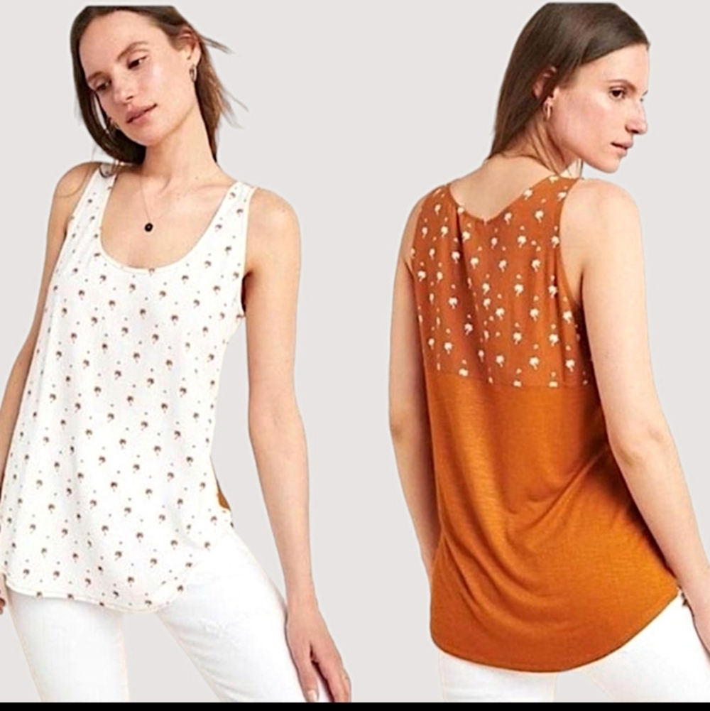 Dolan Anthropologie White Palm Tree Print Women's Top